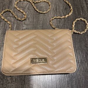 Bebe Beige Quilted Crossbody Bag